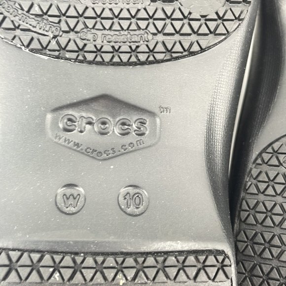 Crocs Dual Comfort Clogs slip on shoes Black with Speckles slip resistant sz 10 - Picture 5 of 9